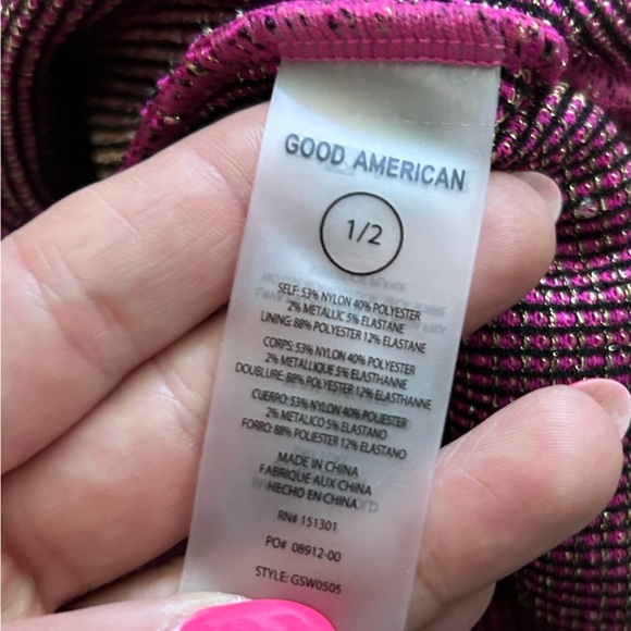 Good American Always Fits Sculpt One Piece Swimsuit in Fuchsia Pink Sz S/M - Picture 7 of 7